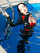 Wet games in shiny black latex, pic #7